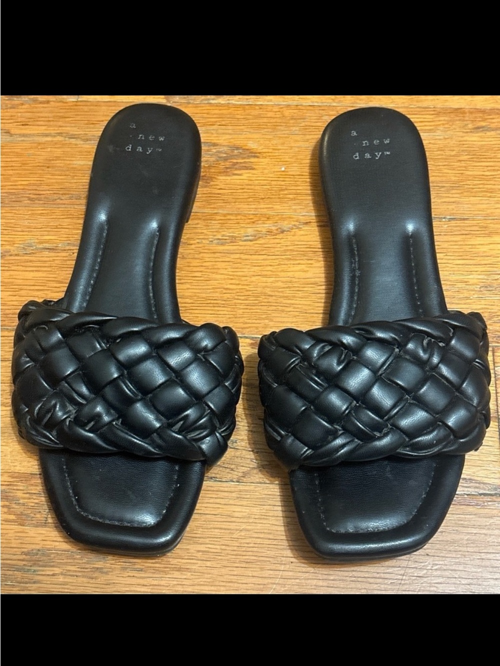 A New Day Black Braided Flat Sandals 7.5